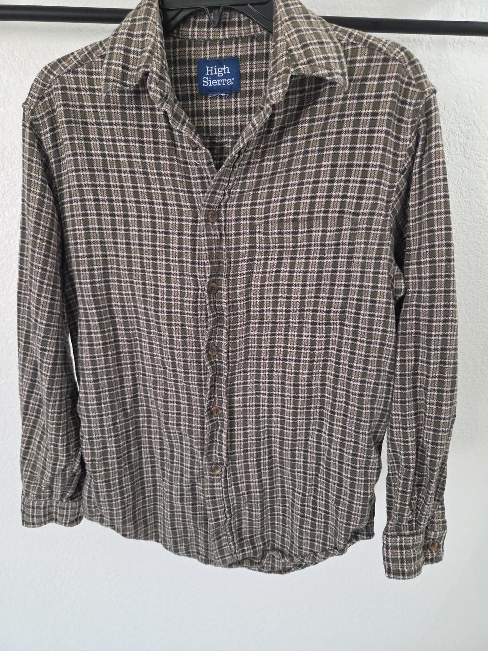 High Sierra Men's Plaid Button Down in Brown & White Like New